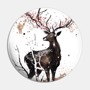 Graceful Nara Deer Amidst Sakura Blossoms Pin