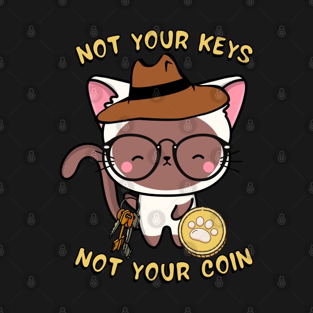 not your keys not your coin white cat by Pet Station