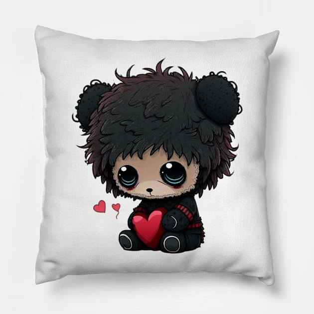 Emo love teddy Pillow by PixieMomma Co