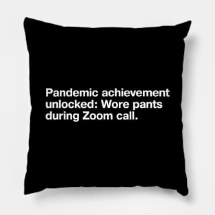 Pandemic achievement unlocked: Wore pants during Zoom call. Pillow