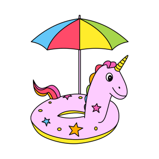 Funny Pink Cartoon Unicorn with umbrella T-Shirt