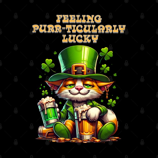 St Patricks day leprechaun cat - Feeling purr-ticularly lucky by BrisaArtPrints