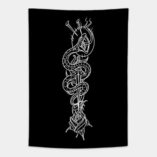 Traditional Snake & Rose Tattoo Blk Tapestry