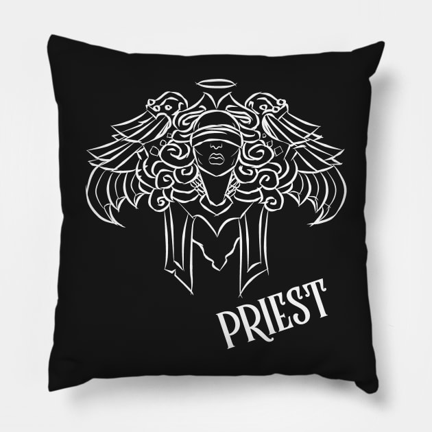Priest Crest (White) Pillow by DeLyss-Iouz