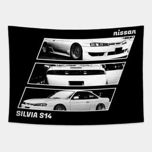 NISSAN SILVIA S14 KOUKI Black 'N White Archive 2 (Black Version) Tapestry