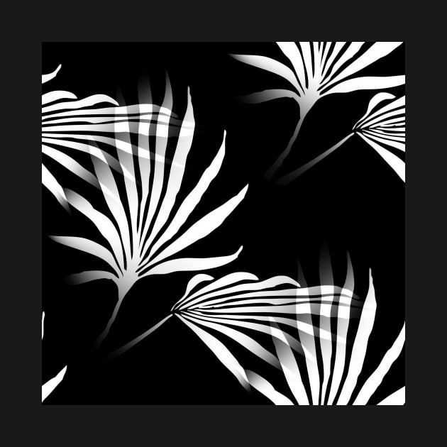 Tropical Palm Fronds Leaf Print Black and White by TammyWinandArt