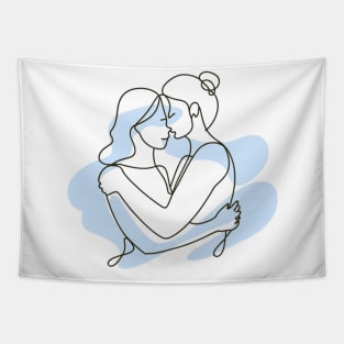 Elegant Sapphic Line Art Tapestry