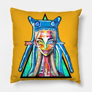 abstract rinna with blue monster Pillow