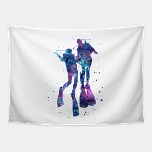 Scuba divers, scuba couple Tapestry