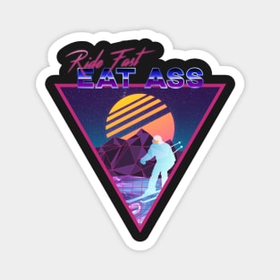 Retro Vaporwave Ski Mountain | Ride Fast Eat Ass | Shirts, Stickers, and More! Magnet