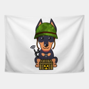 Cute German shepherd is a soldier Tapestry