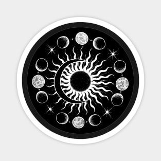 Sun and Moon in black circle Magnet