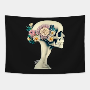 Skull with floral crown Tapestry