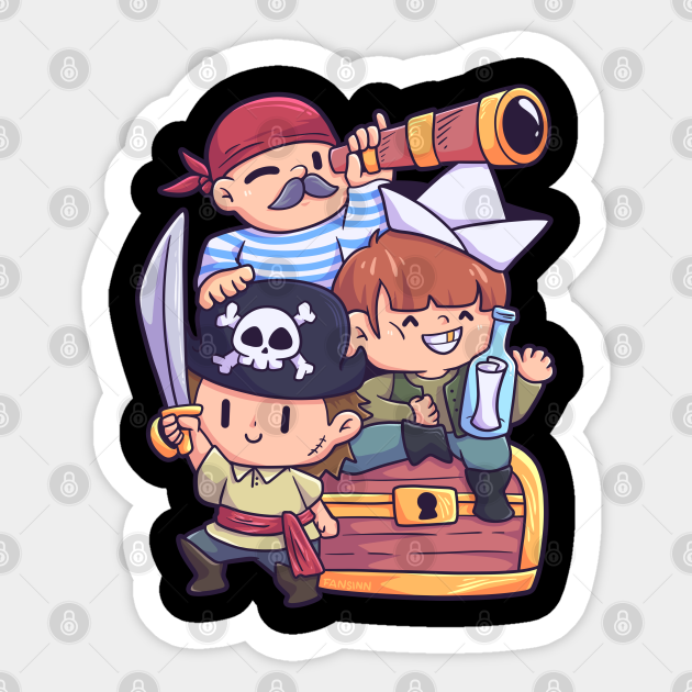 Pirates Kids Friends Skull Sea Pirate Sticker Teepublic Pirates Kids Friends Skull Sea Pirate Sticker Teepublic