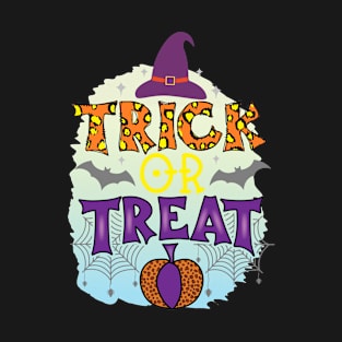 Trick or Treat Happy Halloween Purple Quote T-Shirt