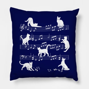 Cat Silhouette Music Sheet Musical Notes Pillow