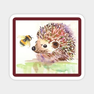 Cute little Hedgehog and a bumble bee Magnet