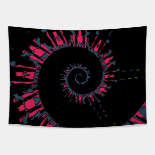 Black Batik Hippie Tie Dye Spiral Tapestry