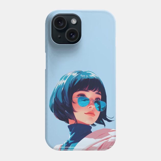 Beautiful Asian girl with sun glasses Phone Case by InkPulse