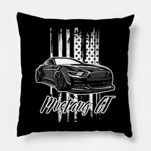 Mustang Gt American Flag Pillow