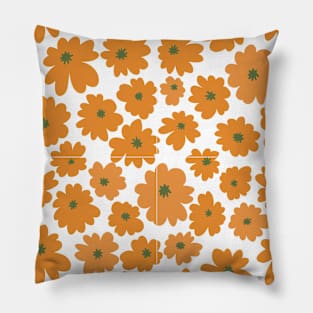 Diseño Digital floral en blanco y naranja Pillow