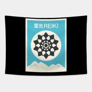 "REIKI" In Japanese | Retro Vintage Chakra Qi Tapestry