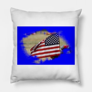 Colorful US Flag enclosed with Blue Pillow