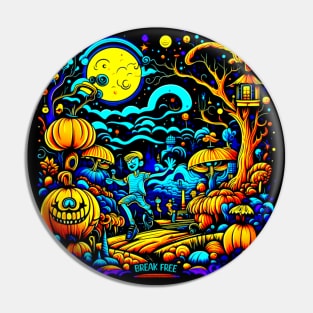 Pumpkin Face Halloween, Break Free Into the Trippy Dreamscape Pin