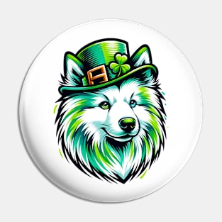 American Eskimo Dog Celebrates Saint Patrick's Day Pin