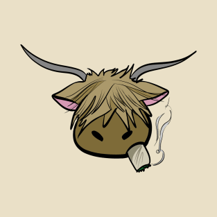 Highland Cow Pot Smoking Cow T-Shirt