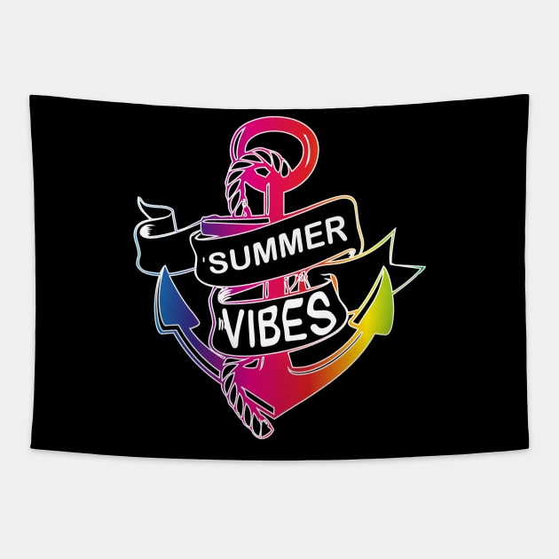 Summer Vibes full color | LGBT beach sailling captain Tapestry by PolygoneMaste