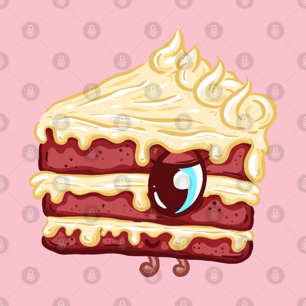 Cute Strawberry Cream Cake Slice Character by Squeeb Creative