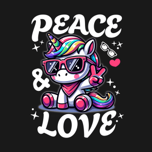 Cool Unicorn Spreads Peace & Love 🕶 T-Shirt