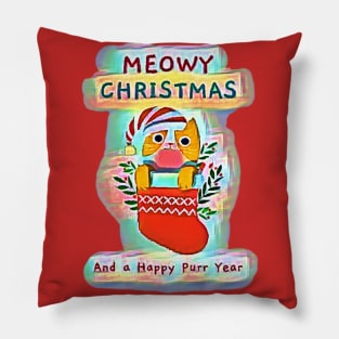 Meowy Christmas (and a Happy Purr Year) Pillow