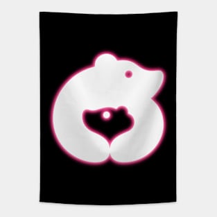 Pink Neon Mummy Bear and her Cub Tapestry