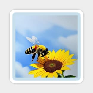 Bee On A Sunflower Magnet