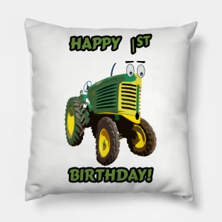 Happy 1st Birthday tractor design Pillow