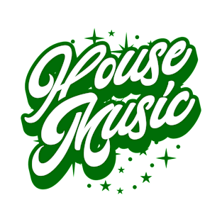 HOUSE MUSIC  - Signature And Stars (white/green) T-Shirt