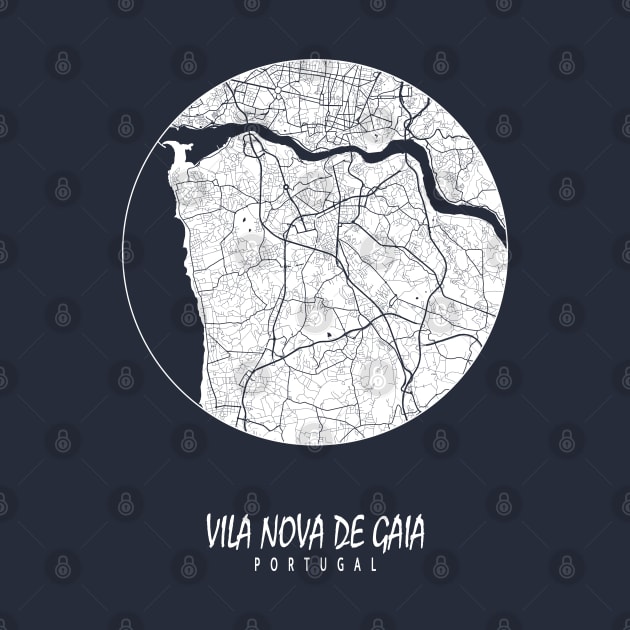 Vila Nova de Gaia, Portugal City Map - Full Moon by deMAP Studio