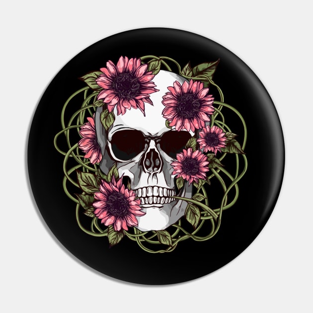 floral skull, cool skull, pink sunflowers skull mask face Pin by Collagedream