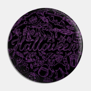 Purple Halloween Witch Pattern Pin