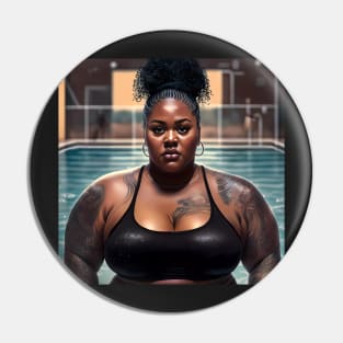 Summer Vibes, Curvy Summer, Beautiful Superwoman, Swimmer Athlete. Female are strong. Sticker Pin