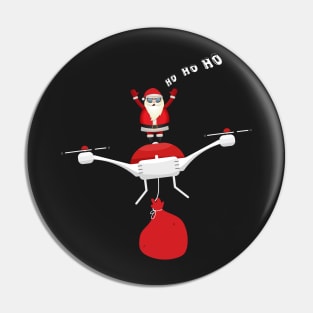 Flying Santa Claus On Drone - Christmas Quadcopter Enthusiast Gift Pin