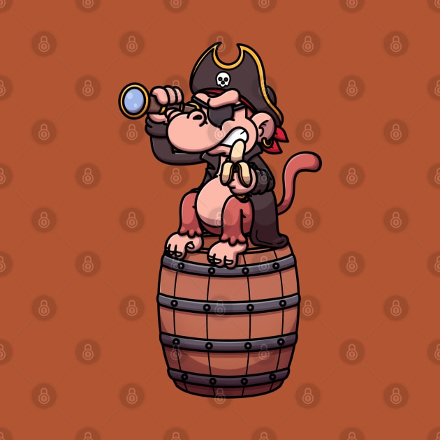 Pirate Monkey Sitting On Barrel by TheMaskedTooner