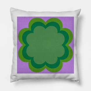 Purple green Linen textured scandi flower Pillow