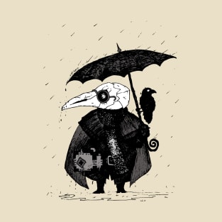 Plague Doctor & Crow in the Rain T-Shirt