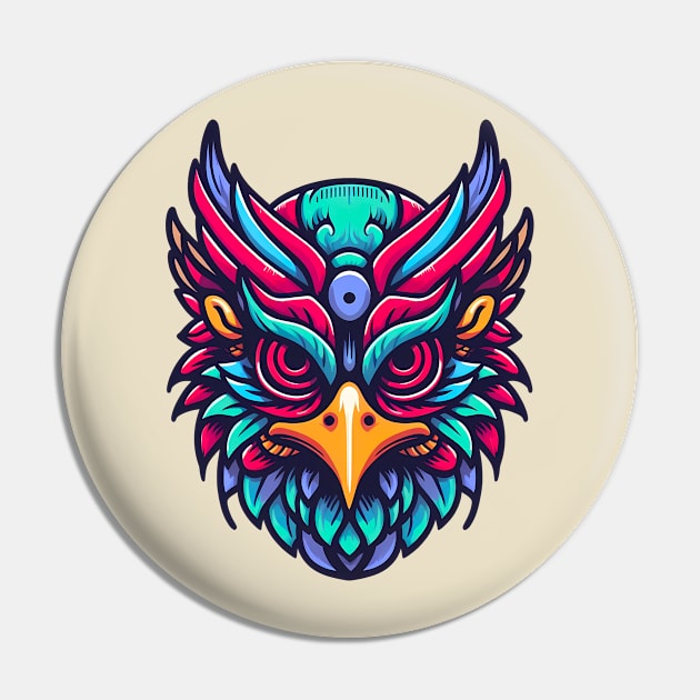 Japanese Bird Mask Pin by Moniato