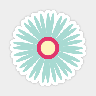 Retro Flower in light blue, pink and yellow Magnet