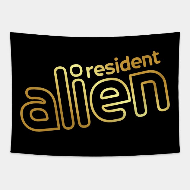 alien gold edition monoline Tapestry by zildiankarya