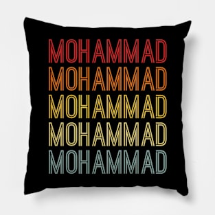 Mohammad Name Vintage Retro Pattern Pillow